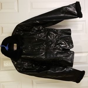 Vintage Safety Black Shiny Vinyl Jacket - 1